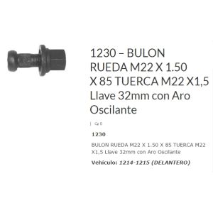 BULON RUEDA 22X85 TCA 32