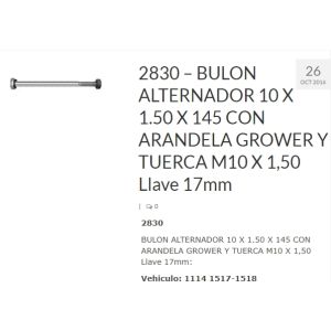 BULON ALTERNADOR CON TUERCA Y ARANDELA