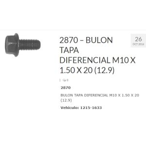 BULON TAPA DIFERENCIAL 1620 OH 10X20